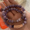 Micro-pave purple amethyst bead bracelets with rose gold dragon charms and diamonds - Lilac Stone