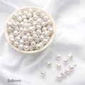 Polierte 8x8mm weiße runde ABS Kunstperlen für DIY Schmuck und Perlenketten - Stil 34 Große Facettierte Kugel 8x8mm Weiß 30 Stk./Packung