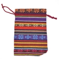 Ethnic style drawstring pouch with vibrant woven stripes for jewelry and gift storage - Thin Stripes 11 Red