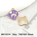 DIY mushroom-shaped purple enamel charm pendant with white dots and gold metal back - Purple Medium Mushroom (BK1551#)