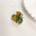 Mini marble effect hair claw clip in green and orange mix on a white textured surface - Style I (3.2CM/Yellow Green Marble)