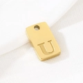 Polished gold rectangular stainless steel pendant featuring engraved capital letter U - Letter U(KLJ9827-Z) / Gold