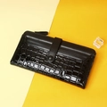 Women's black long wallet featuring matte and glossy crocodile pattern patchwork design - Long Style / Black
