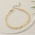 Flat golden stainless steel snake chain bracelet with adjustable lobster clasp closure - 3mm-17+5cm / Gold