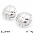 Minimalist silver woven ball stud earrings in titanium steel with 21mm diameter size - Steel Color Woven Texture Round Stud Earrings (KE113971-KFC)
