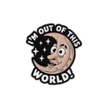Cartoon moon enamel pin with Out of This World text for backpacks and jackets - Moon And Star Style (QHXZ3545)