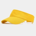 Detailed macro view of yellow sun visor showing breathable mesh fabric texture - Adjustable / Yellow