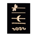 Detail of five-piece gold dragonfly and moon hair pin set with sparkling rhinestones - D3030 Dragonfly/Moon Set 20
