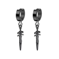 Gothic style black stainless steel hoop earrings with dagger shaped sword pendants - Style 9 (Sword Pendant) / Black