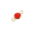 Detail of 6mm gold plated stainless steel connector with red stone inlay for DIY jewelry - Red Granular (29)