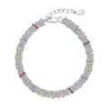 Elegant S925 sterling silver tennis bracelet with colorful sparkling cubic zirconia - 925 Silver / Multicolor Butterfly Style (DY150249)