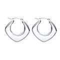 Polished silver hollow geometric hoop earrings for women with minimalist heart shape - Thick Geometric Hoop (EH-274S) / Silver