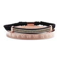 Bracelet homme en acier titane avec chiffres romains et zircon vert tressé - Ensemble Tube Incurvé Zircon Vert Tissé Or Rose