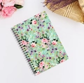 Spiral A5 notebook with green floral watercolor cover and black twin-wire binding - A5 / Light Green