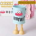 Blue cartoon desk organizer with big red lips, yellow legs, and large storage capacity - Light Blue with Stickers and Feet / Light Blue