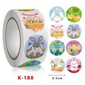 Easter egg and bunny sticker roll with 8 cartoon designs, 2.5cm round adhesive labels - Cartoon Bunny Egg Illustration Series (K-188) / 500 Pieces/Pack (Diameter 2.5cm)