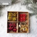 Set di addobbi natalizi rossi e oro con stella, fiocco e scatoline regalo in confezione - Rosso & Oro Stile A