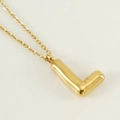 3D bubble letter L necklace in polished gold finish with a delicate link chain - Letter L [Gold]