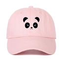 Gorra de béisbol rosa de algodón con bordado de panda y visera curva de 6 paneles - Rosa