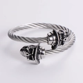 Bracciale a cavo regolabile in acciaio inossidabile con ciondoli a teschio e cilindro - Stile Teschio con Cilindro 2
