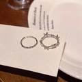Silver twist ring and butterfly bow knot zircon ring set in a French romantic style - Silver - Bowknot 2pcs Set
