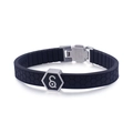 Bracciale sportivo da uomo in silicone nero con trama a nido d'ape e logo S argento - Stile Logo S Argento in Silicone Nero (KB105591-K)