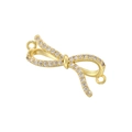 Elegant gold bow pendant with sparkling cubic zirconia stones for jewelry making - VD1492 Style / Gold