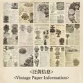 Vintage botanical material paper set with floral illustrations for DIY journaling scrapbooking - Yellowed Information