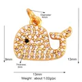 Pendentif baleine en cuivre avec pavé de zircons blancs et marquages de taille - K644505-Gold Whale