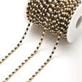 Gold chain with alternating white pearls and black rhinestones for DIY jewelry making - 3mm Black