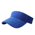 Navy blue sun visor for women with sparkling blue rhinestones and crystal decorations - Royal Blue + Blue Rhinestones