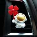 Cute astronaut car air freshener vent clip with lucky clover windmill accessory - Standing Astronaut Red (2711-6)