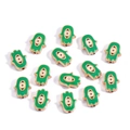 Hamsa hand evil eye jewelry charms in green enamel finish with golden metal edges - Hamsa Hand / Green