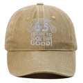 Detail view of the embroidered '65 Years' birthday slogan on a khaki vintage baseball cap - Khaki