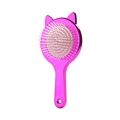 Pink cat-ear hair brush with white bristles and round tips on white background - Electroplated Purple Cat Comb