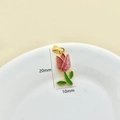 Pendentif tulipe rose avec tige verte et zircone, hauteur 20 mm pour bijoux DIY - Or-Tulipe B