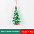Green Christmas tree glass ornament with gold star, snow coating, and gift box base, 15cm - Green Christmas Tree