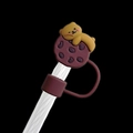 Cartoon brown bear on chocolate cookie silicone straw cover cap for Stanley cups - Cookie Bear / 10mm