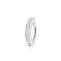 Silver stainless steel belly button ring with a row of sparkling zircon stones - Curved Bar with Zircon / Silver