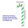 Inflatable green and white striped candy cane Christmas decoration, size 90cm x 28cm - Red and Green Candy Cane