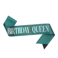 Sparkling dark green glitter birthday queen sash with holographic iridescent lettering - Holographic Dark Green Birthday Queen