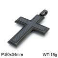 Men's titanium steel cross pendant with black resin carbon fiber, 50x34mm, 15g - Style A Black Frame Black Inlay (KP97234-KFC)