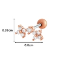 Rose gold stainless steel stud earring featuring a triple flower design with clear zircons - Triple Small Flower Style (024-6# Rose Gold)