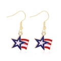 Detail of star-shaped earrings with American flag enamel patterns on white background - Style 36-Red White Blue Star and Stripes USA Flag Star Earrings