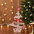 Cartoon painted wooden Christmas tree hanging ornament with Merry Christmas text and moose - Style C Reindeer