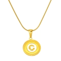 Collar de titanio 18K con colgante de letra C en nácar y cadena de serpiente fina - Letra C (S-P005-C)