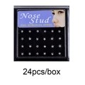 Lot de 24 piercings de nez en forme de L en acier chirurgical 316L dans leur présentoir - Pentagone / Blanc (24 Pièces)