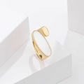 Polierter goldener S925 Sterlingsilber Ring mit modernem ovalem Geometrie-Design - Einstellbar Offen / Gold Weißes Perlmutt