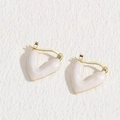Elegant gold-plated heart earrings with creamy white pearlized enamel finish - Heart Beige