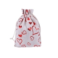 Motifs de cœurs bronzés rouges sur sac cadeau en lin avec cordon pour mariage - 10*14cm / Coeurs Romantiques